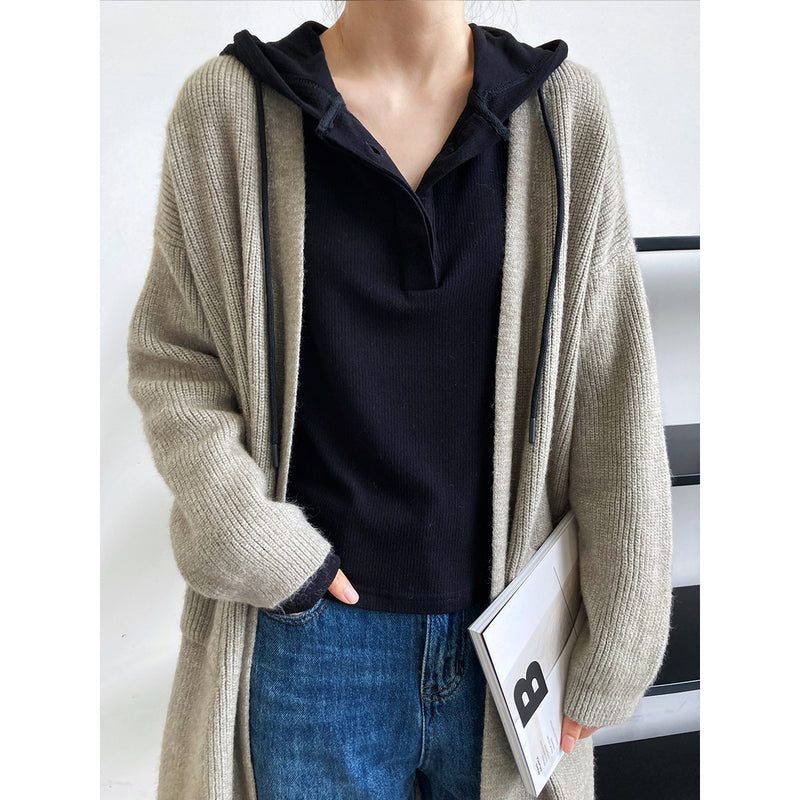 Women T Shirt Luxi Purple Hooded Sweater Long-Sleeved T-shirt