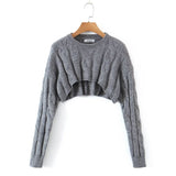 Women Sweater Knitwear Short Knitwear Women Fall/Winter Slim round Neck Twist Knitted Pullover Sweater