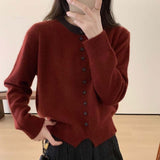 Women Knitwear Autumn and Winter Single-Breasted round Neck Sweater Sweater