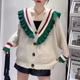 Women Knitwear Autumn and Winter V-neck Coat Loose Knitted Cardigan