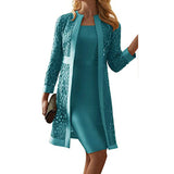 Women Trench Coat Lace Cardigan Dress and Coat