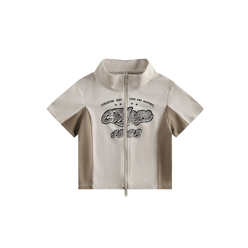 Unisex Jacket Retro Biker's Style Short Stand Collar Coat