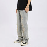 Men Jeans Ripped Jeans Men Baggy Straight Trousers