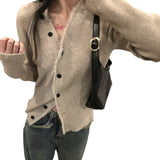 Women Knitwear Autumn and Winter Tassel V-neck Sweater Slim-Fit Knitted Cardigan