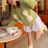 Women Knitwear Autumn and Winter Flower Sweater Coat Knitted Cardigan