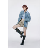 Unisex Jacket Vintage Wash Denim Coat Men's and Women's Loose Denim Jacket