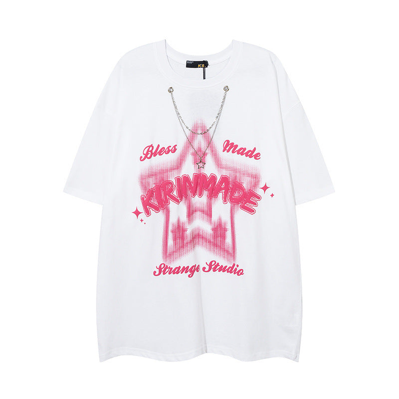 Men T Shirt Summer XINGX Puff Print Necklace Short Sleeve T-shirt