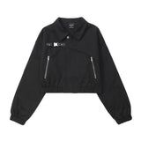 Women Jacket Fall Lapels Solid Color Zipper Pocket Coat