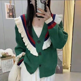 Women Knitwear Autumn and Winter V-neck Coat Loose Knitted Cardigan