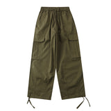 Men Sweatpants Multi-Pocket Cargo Pants Men's Baggy Straight Trousers Casual Drawstring Jogger Pants