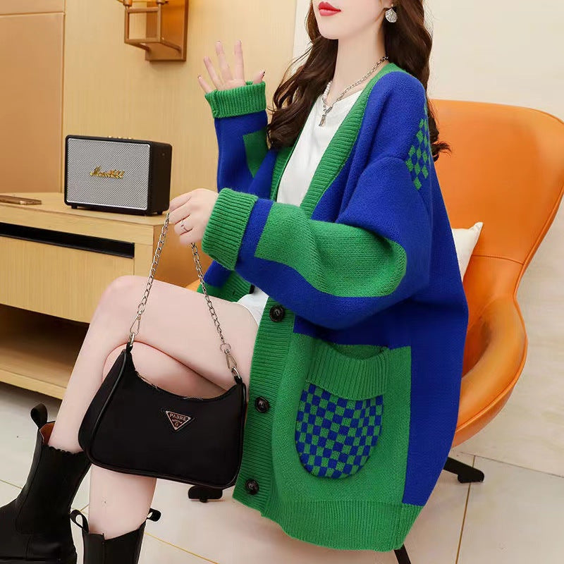 Women Knitwear Autumn and Winter Loose Coat Long Knitted Cardigan