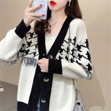 Women Knitwear Autumn and Winter Tassel Sweater Coat Loose Knitted Cardigan