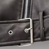 Women Leather Jacket Pu Coat Zipper Slim-Fit Crop-Top