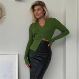 Ladies Leisure Knitwear V-neck Long-Sleeve Knitwear