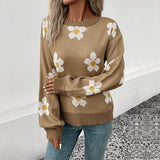 Women Knitted Sweater Autumn and Winter Long Sleeve Brocade Sweater