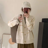 Women Knitwear Autumn and Winter Striped V-neck Sweater Coat Knitted Cardigan