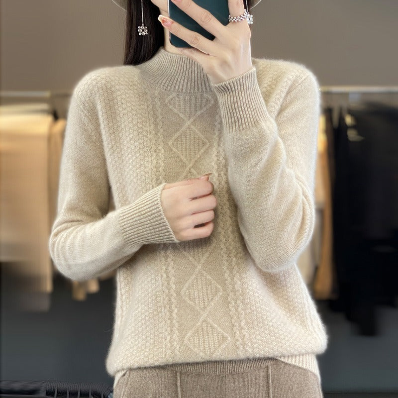 Women Knitted Pullover Turtleneck Sweater Women's Autumn and Winter Sweater Long Sleeve Sweater Loose Casual