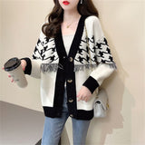 Women Knitwear Autumn and Winter Tassel Sweater Coat Loose Knitted Cardigan