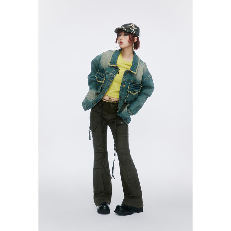 Unisex Jacket Vintage Washed Denim Jacket Loose Jacket Denim Jacket