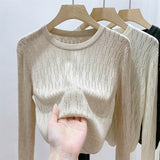 Women Knitwear Autumn and Winter round Neck Sweater Slim Knit Bottoming Shirt