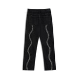 Men Jeans Autumn Washed Jeans Men and Women Graffiti Straight-Leg Trousers