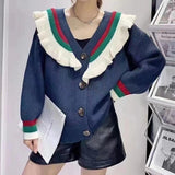 Women Knitwear Autumn and Winter V-neck Coat Loose Knitted Cardigan