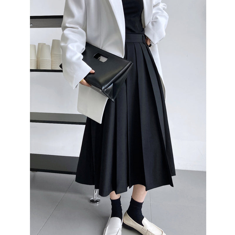 Women Skirt A- Line Organ Skirt Mid-Length Pleated Skirt