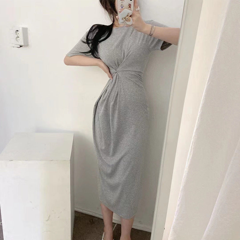 Women Dresses Short Sleeve round Neck Slim Fit Long Dress Loose Dress
