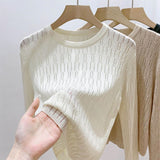 Women Knitwear Autumn and Winter round Neck Sweater Slim Knit Bottoming Shirt