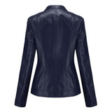 Red Leather Jacket PU Leather Short Coat Stand Collar Jacket