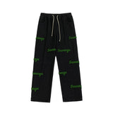 Men Jeans Flocking Embroidered Jeans Men's Spring and Autumn Loose Straight-Leg Wide-Leg Pants