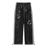 Men Sweatpants PU Leather Pants Men's Loose Waterproof Windproof Locomotive Style Cycling Trousers