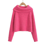 Women Sweater Knitwear Turtleneck Sweater Women's Autumn Striped Short Style Knitwear Women's Coat