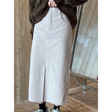Women Skirt Vintage Corduroy Skirt Autumn and Winter Slit Sheath Skirt