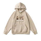 Unisex Winter Cotton Coat Nanxia Qiaozhuang 2023 Winter New Solid Color Chest Letter Embroidered Hoodie Vintage Fleece-Lined Top