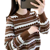 Women Knitwear Autumn and Winter Striped Sweater Casual Sweater
