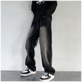Men Jeans Ripped Jeans Men's Autumn Retro Loose Straight Trousers