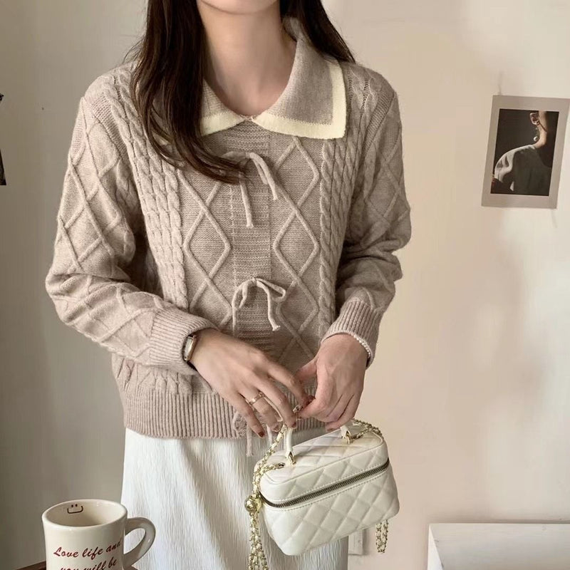 Women Knitwear Autumn and Winter Diamond Lattice Knitwear Sweater