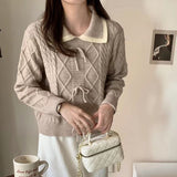 Women Knitwear Autumn and Winter Diamond Lattice Knitwear Sweater