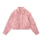 Women Jacket Pu Leather Coat Loose Zip Pocket Motorcycle Jacket