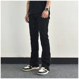 Men Jeans Zipper Slit Slightly Flared Casual Pants Loose Cargo Pants