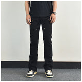 Men Jeans Zipper Slit Slightly Flared Casual Pants Loose Cargo Pants