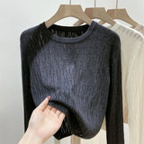 Women Knitwear Autumn and Winter round Neck Sweater Slim Knit Bottoming Shirt