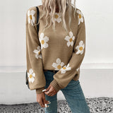 Women Knitted Sweater Autumn and Winter Long Sleeve Brocade Sweater