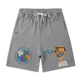 Men Shorts Hiphop Vintage Flame Print Sports Shorts