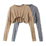 Women Sweater Knitwear Short Knitwear Women Fall/Winter Slim round Neck Twist Knitted Pullover Sweater