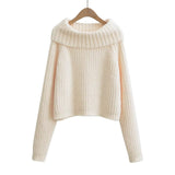 Women Sweater Knitwear Turtleneck Sweater Women's Autumn Striped Short Style Knitwear Women's Coat