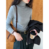 Women T Shirt Turtleneck Bottoming Shirt Women Slim Fit Long-Sleeved T-shirt
