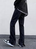 Men Jeans Spring and Autumn Zipper Split Jeans Slim Fit Skinny Straight-Leg Pants
