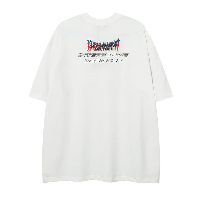 Men T Shirt Summer Letter Necklace Short Sleeve T-shirt